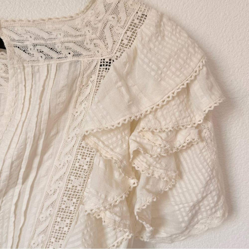 LOVESHACKFANCY STELLA MINI RUFFLE DRESS Antique White Size Large - Picture 9 of 16